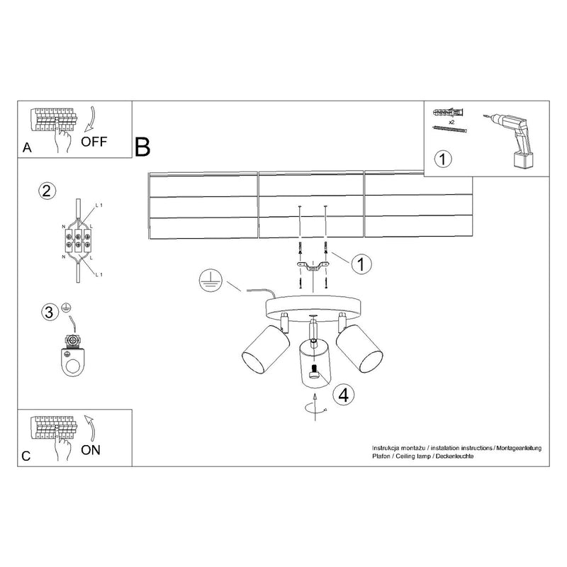 Ceiling spot Sollux Lighting Winx 3 GU10 steel black