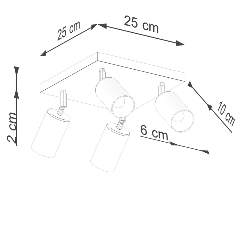 Ceiling spot Sollux Lighting Winx 4 GU10 steel black