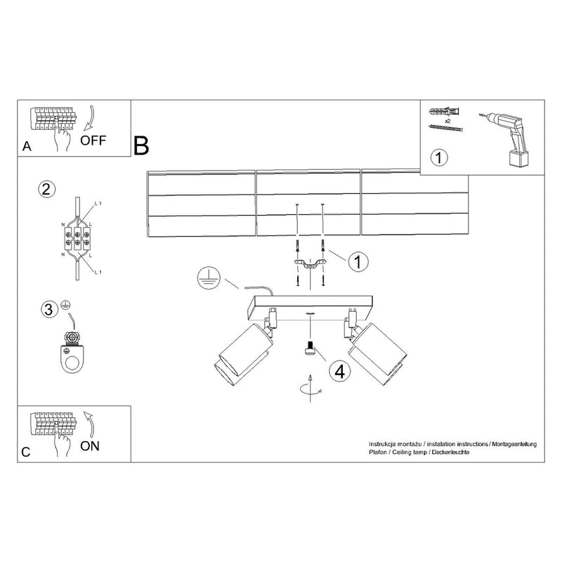 Ceiling spot Sollux Lighting Winx 4 GU10 steel black