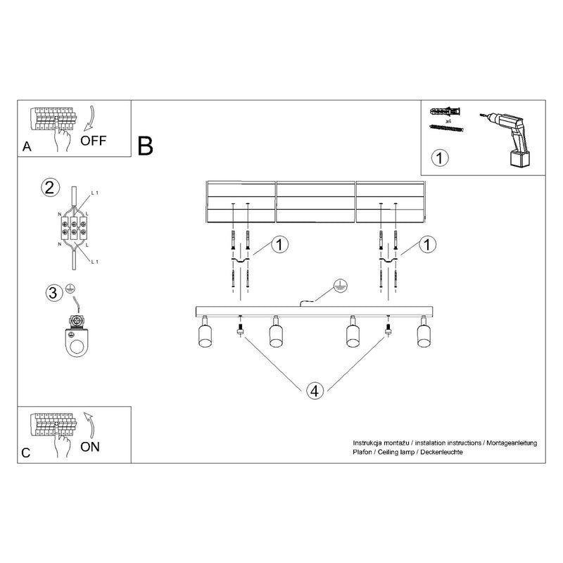 Track light Sollux Lighting Winx 4 GU10 steel black