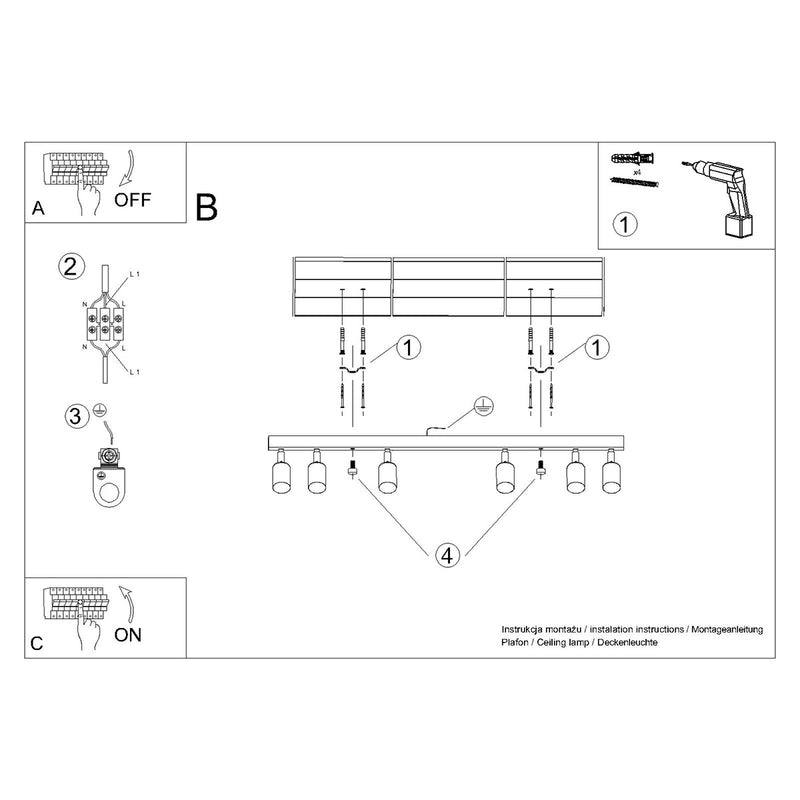 Track light Sollux Lighting Winx 6 GU10 steel black