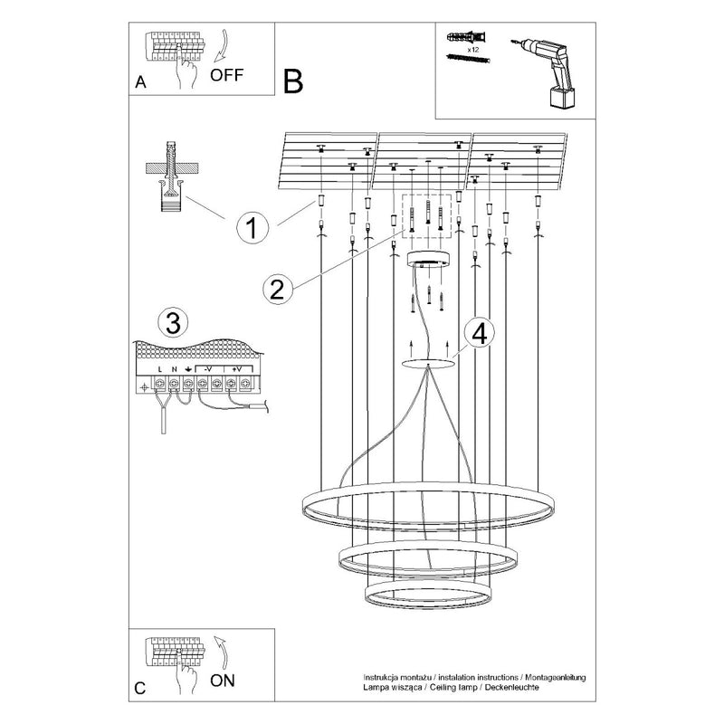 Sollux Lighting Rio 3L alumiini LED