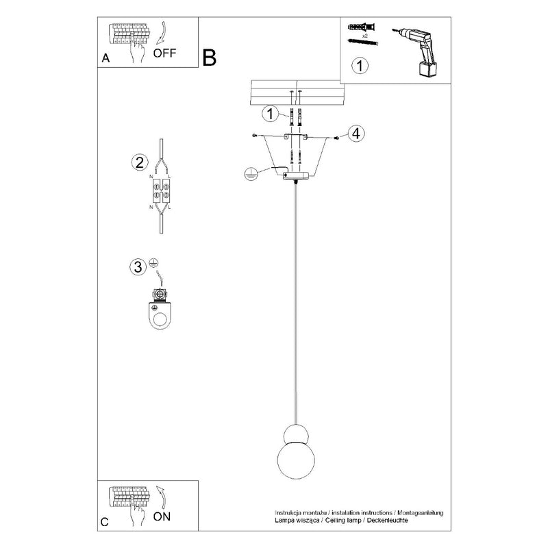 Pendant lamp Sollux Lighting Pekka 1 G9 glass white