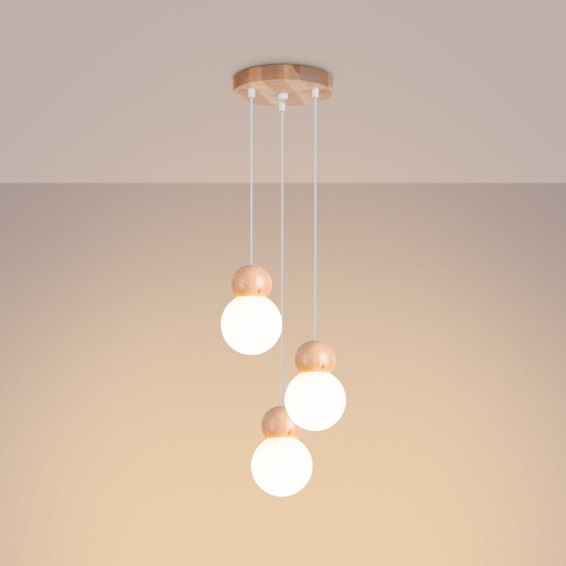 Pendant lamp Sollux Lighting Pekka 3 G9 glass white