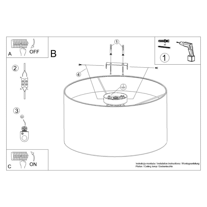 Flush mount lamp Sollux Lighting Telesto 1 E27 textile white