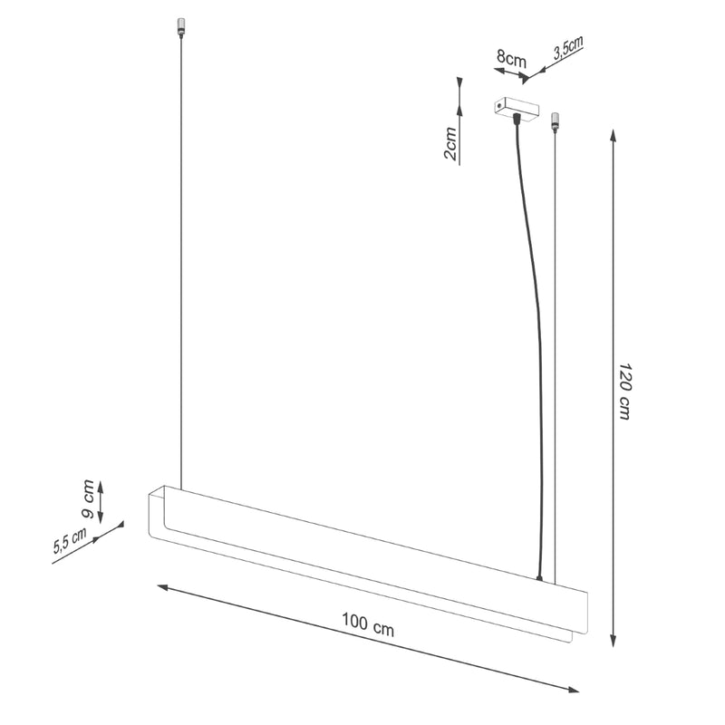 Linear suspension lamp Sollux Lighting Spark 1 G13 steel white