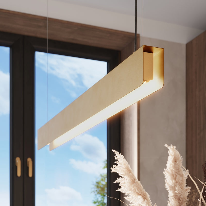 Linear suspension lamp Sollux Lighting Spark 1 G13 steel gold