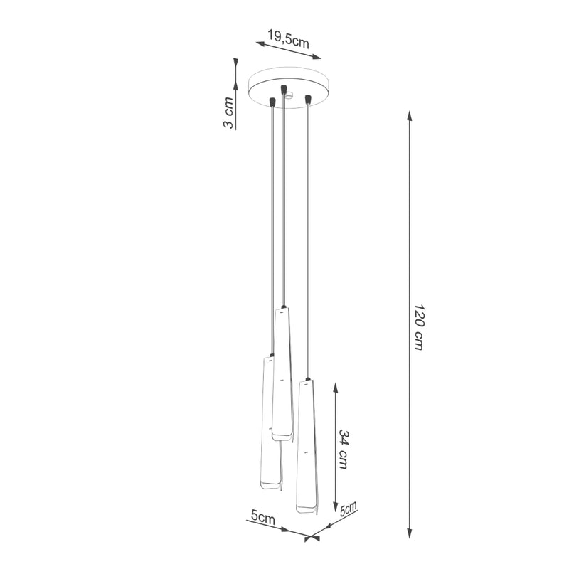 Pendant lamp Sollux Lighting Prysm 3 G9 steel white