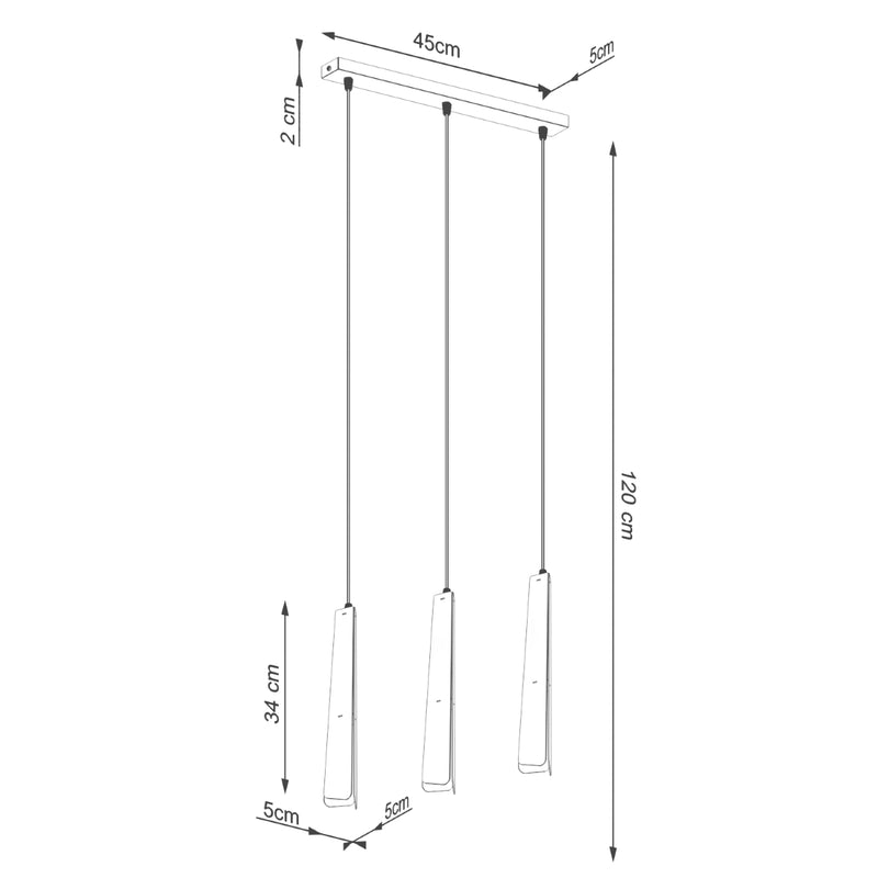 Linear suspension lamp Sollux Lighting Prysm 3 G9 steel white