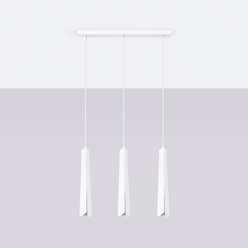 Linear suspension lamp Sollux Lighting Prysm 3 G9 steel white