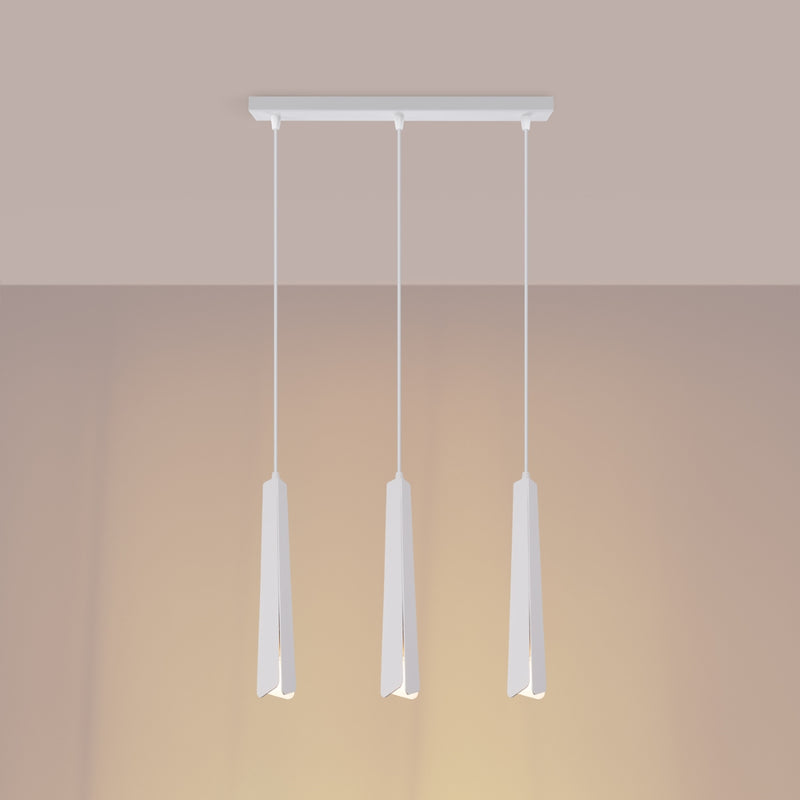 Linear suspension lamp Sollux Lighting Prysm 3 G9 steel white