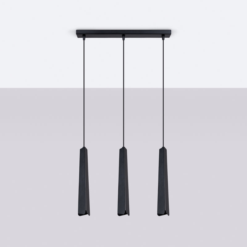 Linear suspension lamp Sollux Lighting Prysm 3 G9 steel black