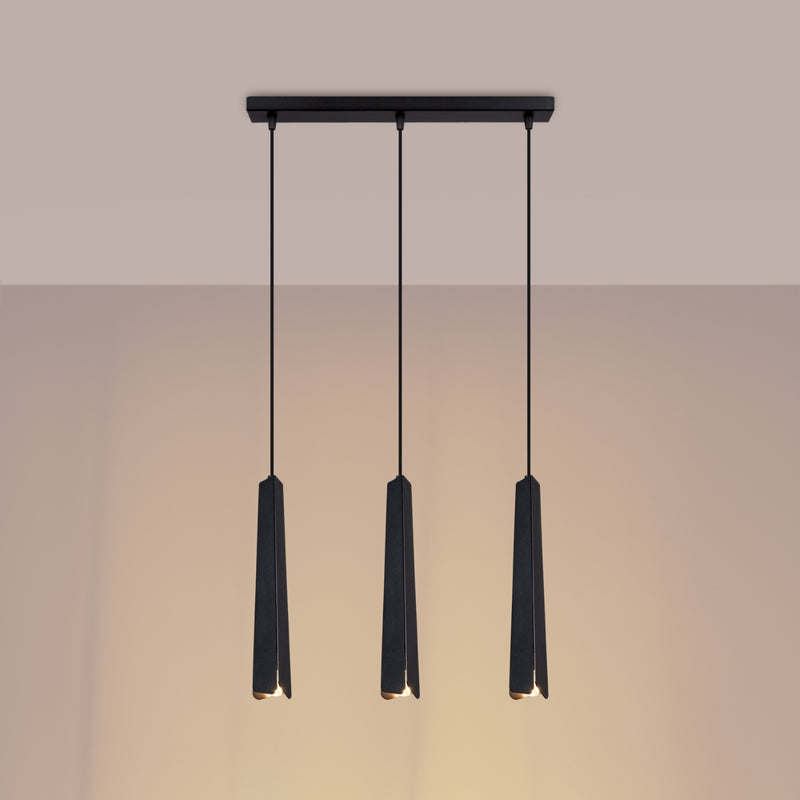 Linear suspension lamp Sollux Lighting Prysm 3 G9 steel black