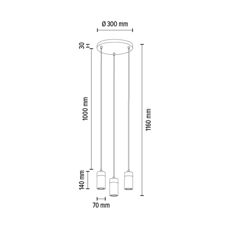 Britop Lighting Annick Lámpara colgante 3L GU10, Al. 116cm