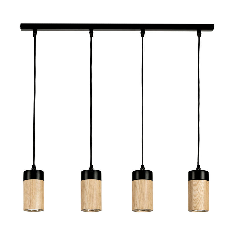 Annick Pendant Lamp Incl.4xLED GU10 5W Black/Oiled Oak/Black