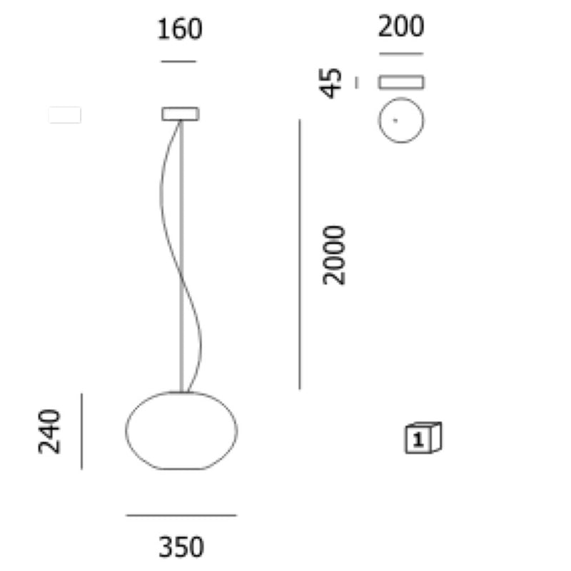 Pendel Prandina ZERO S5 opal hvid E27