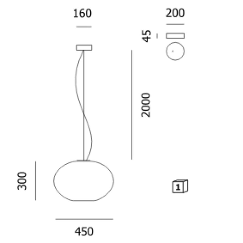 Lampada a sospensione Prandina ZERO S7 bianco opalino E27