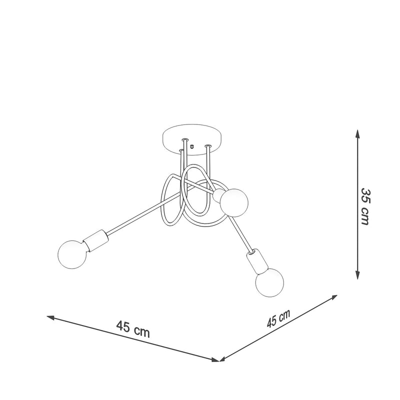 Chandelier Sollux Lighting Black knot 3 E27 steel white