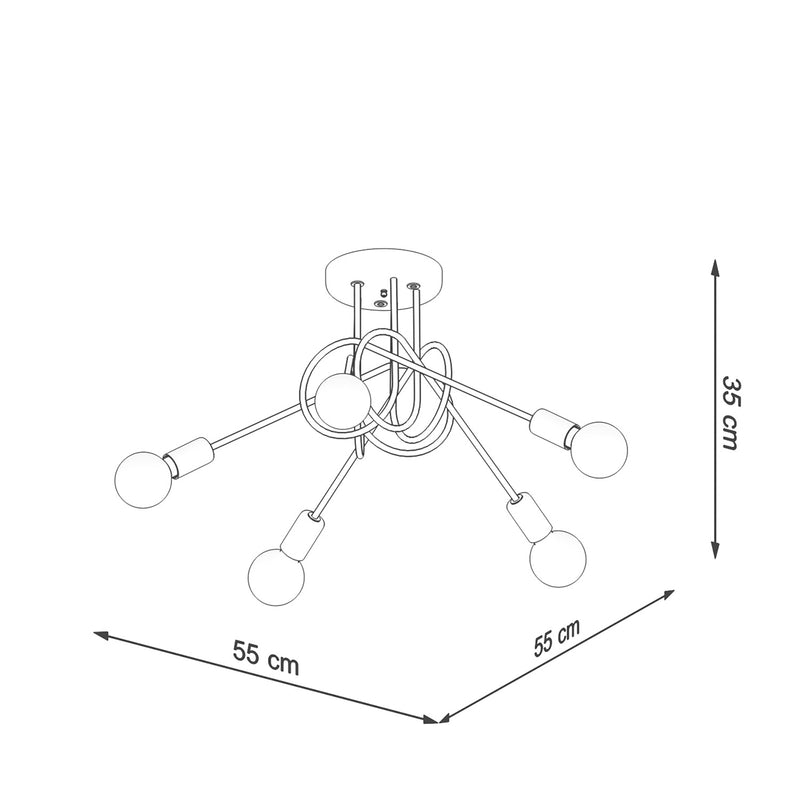 Chandelier Sollux Lighting Black knot 5 E27 steel white