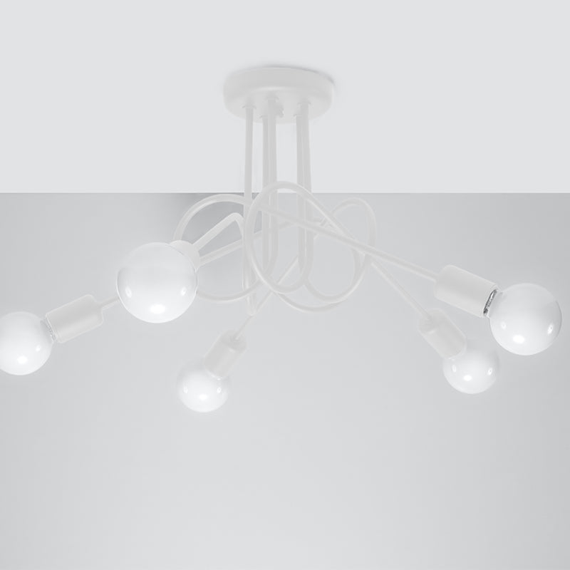 Chandelier Sollux Lighting Black knot 5 E27 steel white