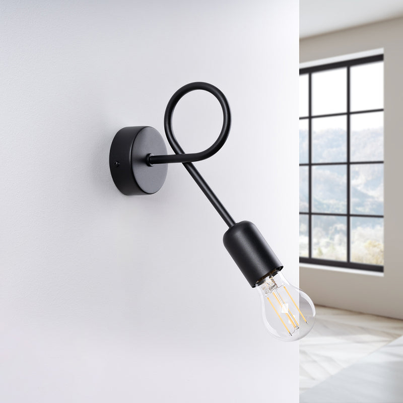 Wall sconce lamp Sollux Lighting Black knot 1 E27 steel black