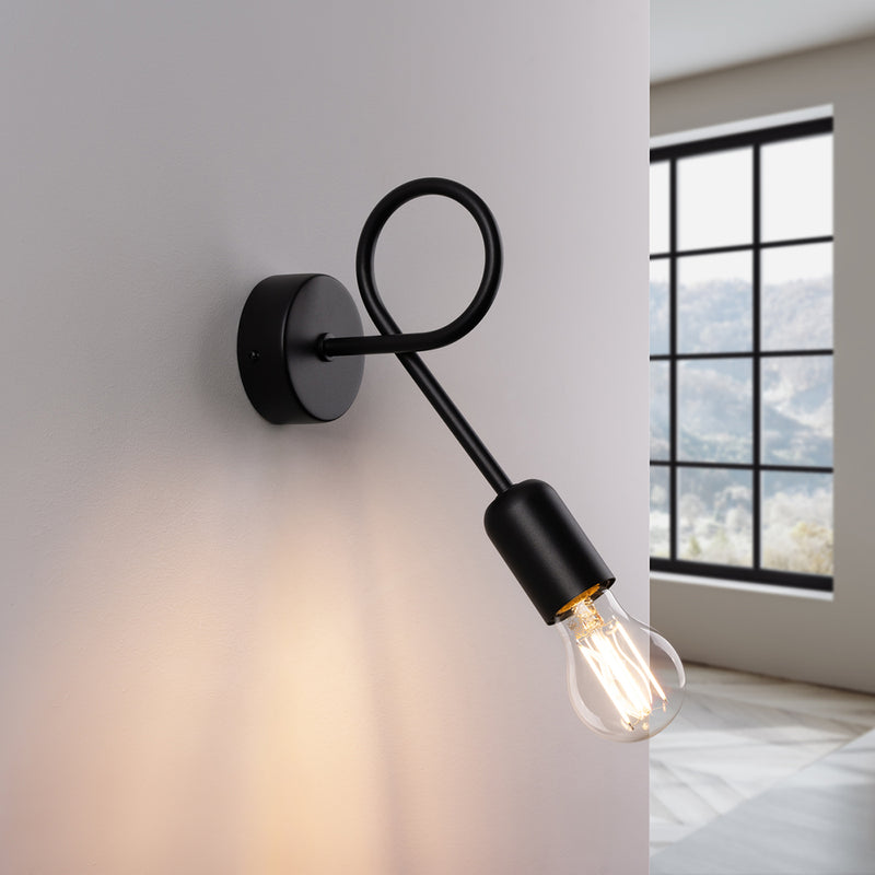 Wall sconce lamp Sollux Lighting Black knot 1 E27 steel black