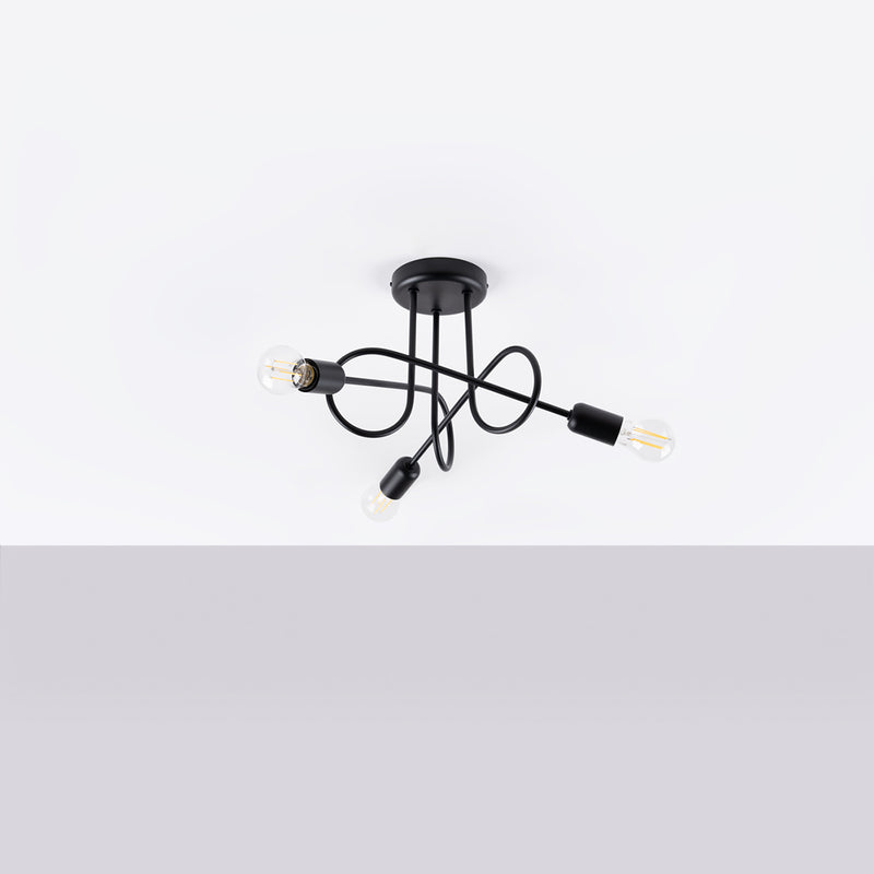 Chandelier Sollux Lighting Black knot 3 E27 steel black