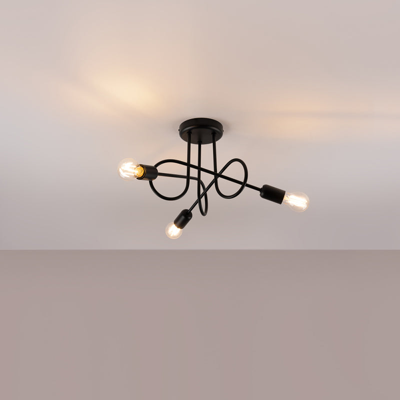 Chandelier Sollux Lighting Black knot 3 E27 steel black