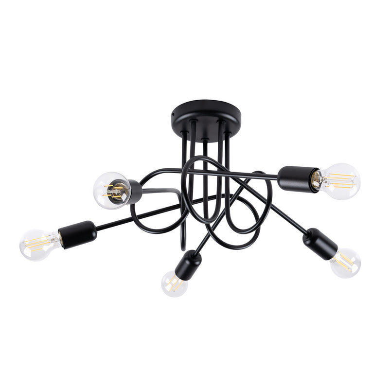 Chandelier Sollux Lighting Black knot 5 E27 steel black