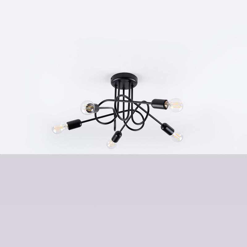 Chandelier Sollux Lighting Black knot 5 E27 steel black