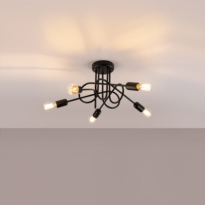 Chandelier Sollux Lighting Black knot 5 E27 steel black