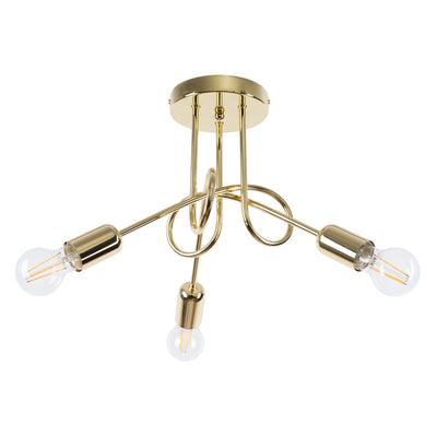 Chandelier Sollux Lighting Black knot 3 E27 steel gold