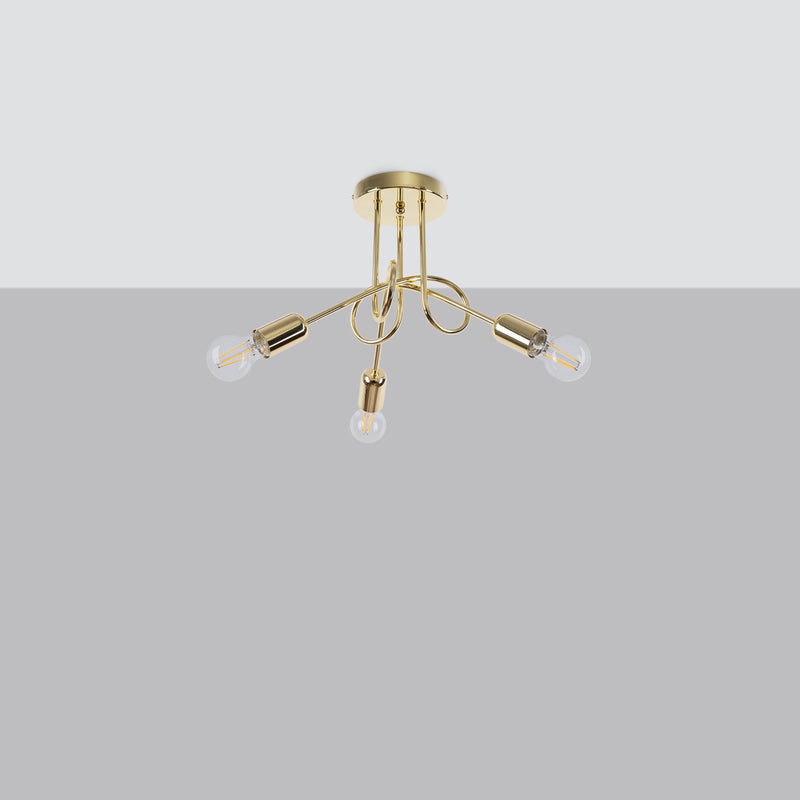 Chandelier Sollux Lighting Black knot 3 E27 steel gold