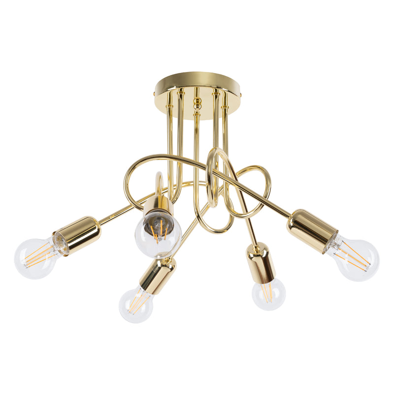 Chandelier Sollux Lighting Black knot 5 E27 steel gold