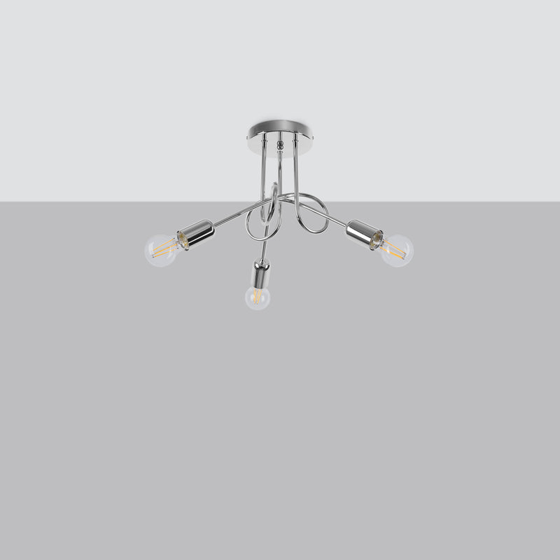 Chandelier Sollux Lighting Black knot 3 E27 steel chrome