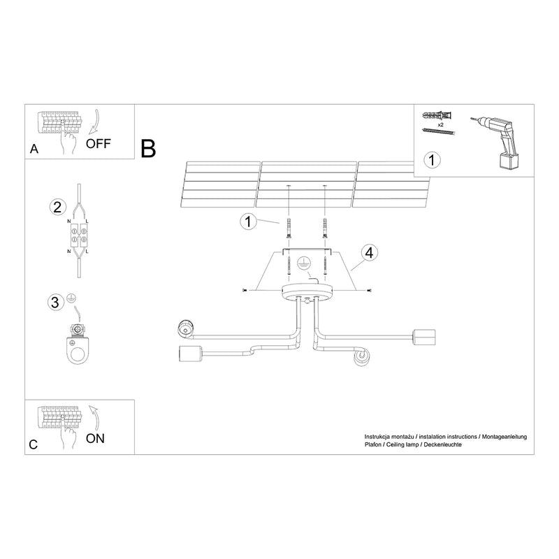 Chandelier Sollux Lighting Vector 4 E27 steel white