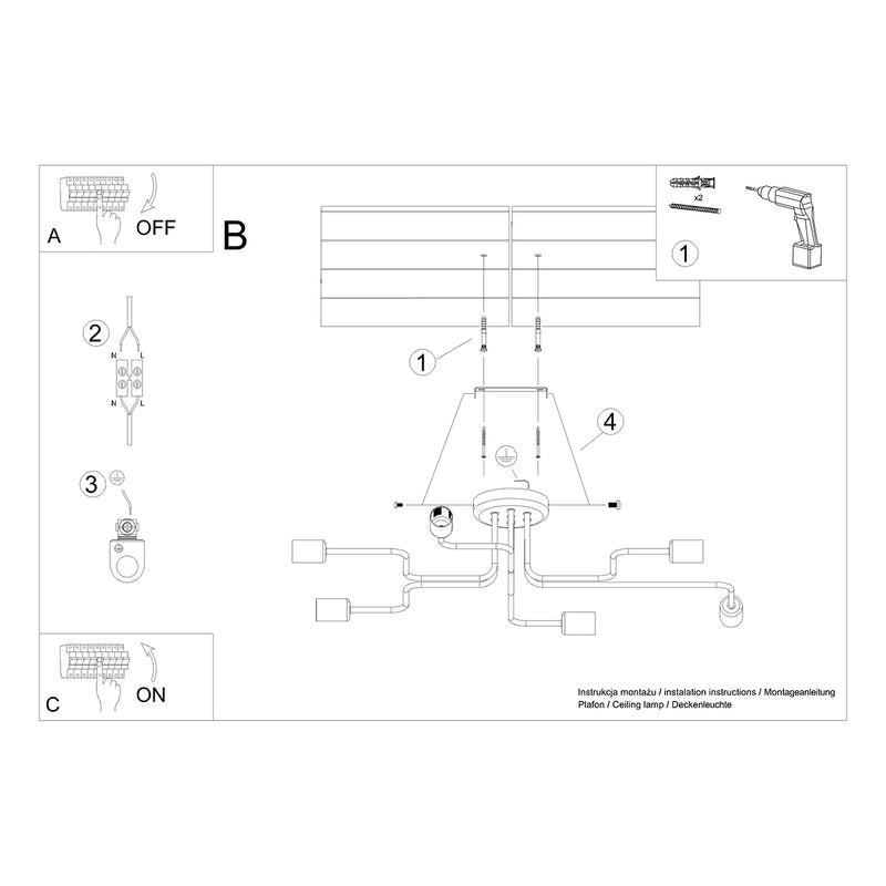 Chandelier Sollux Lighting Vector 6 E27 steel white