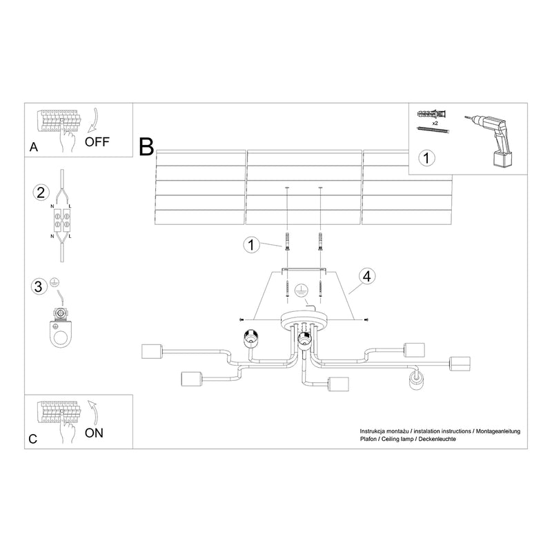 Chandelier Sollux Lighting Vector 8 E27 steel white