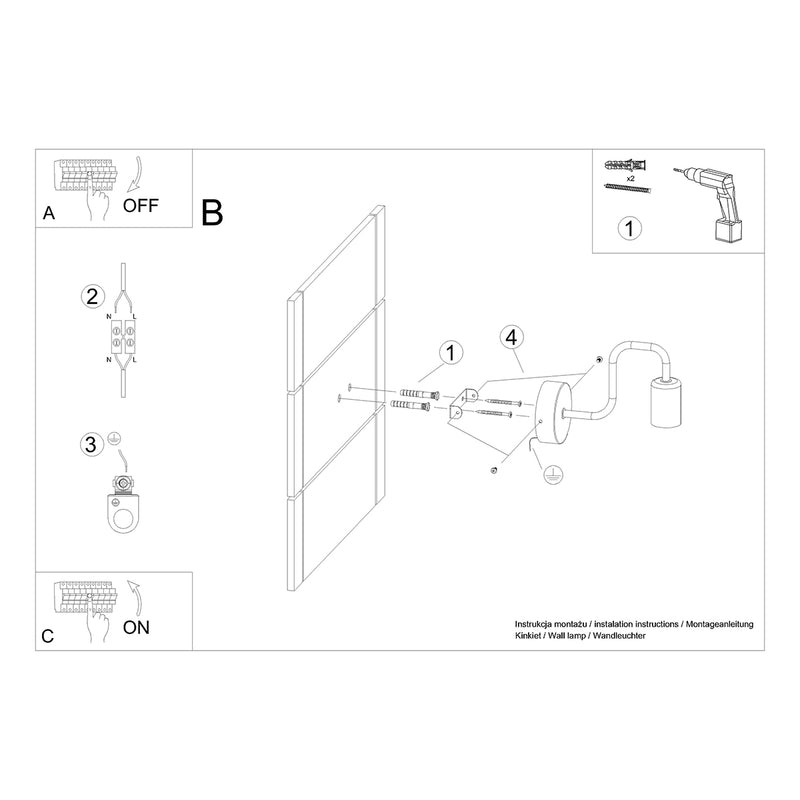 Wall sconce lamp Sollux Lighting Vector 1 E27 steel black