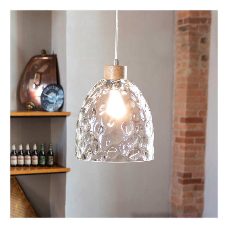 Aura Pendant Lamp 1xE27 Max.60W Oiled Oak/Transparent