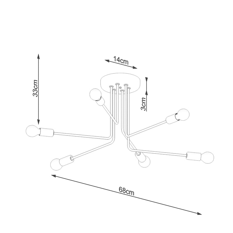 Chandelier Sollux Lighting Norah 6 E27 steel black