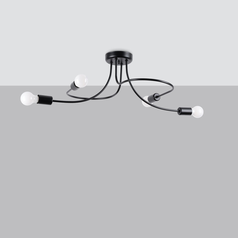 Chandelier Sollux Lighting Levar 4 E27 steel black