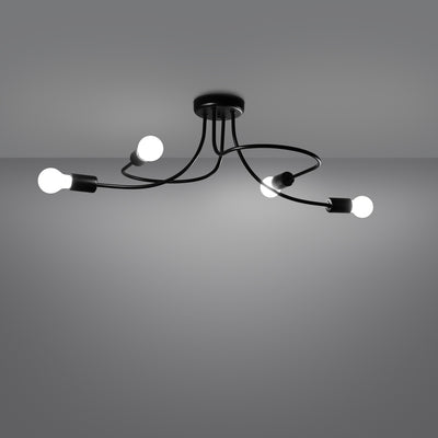 Chandelier Sollux Lighting Levar 4 E27 steel black