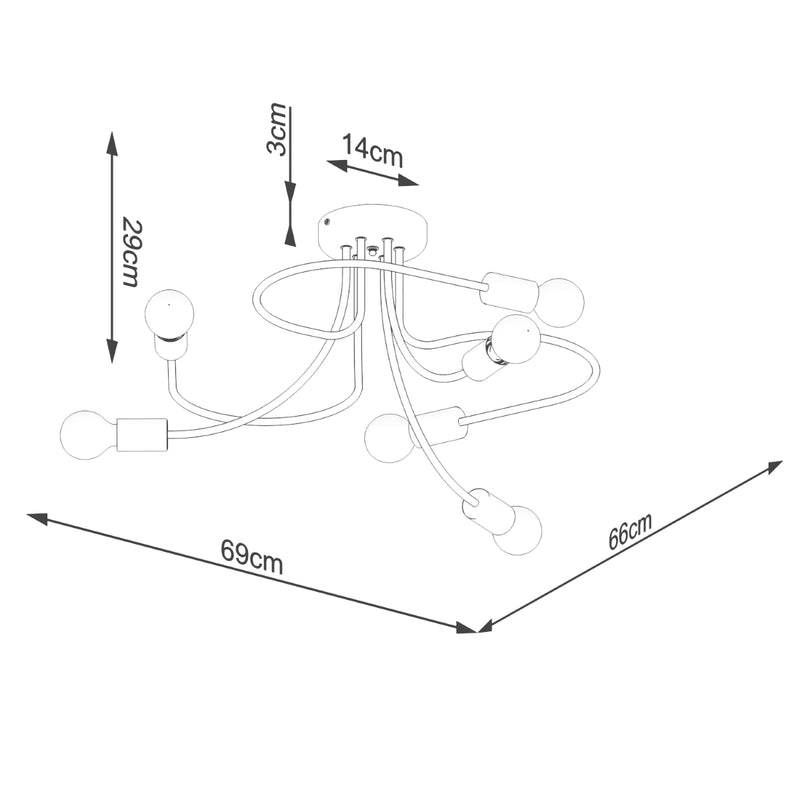 Chandelier Sollux Lighting Levar 6 E27 steel black