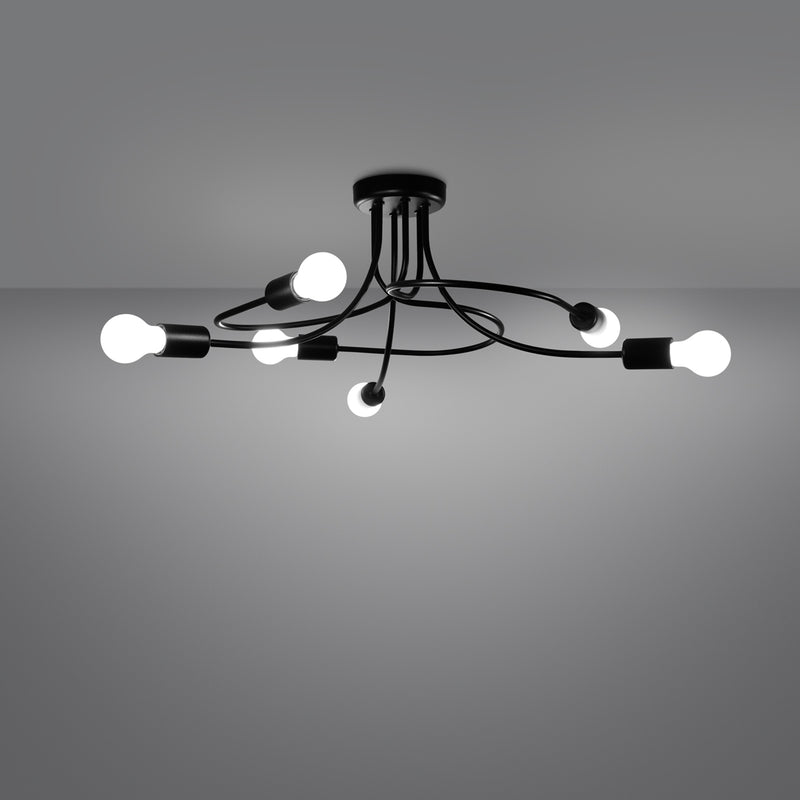 Chandelier Sollux Lighting Levar 6 E27 steel black