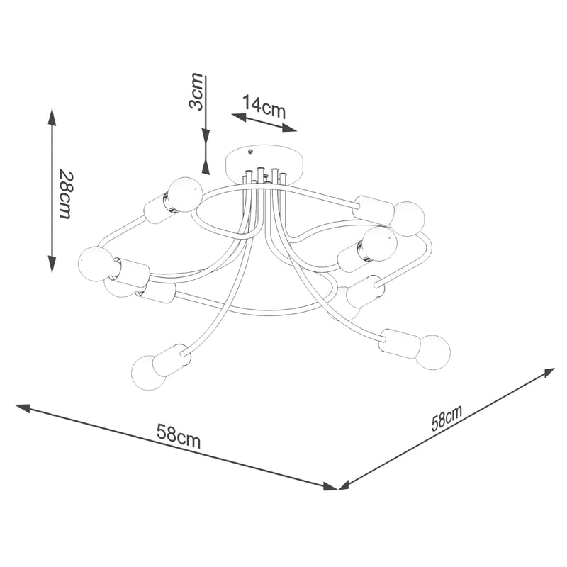 Chandelier Sollux Lighting Levar 8 E27 steel black