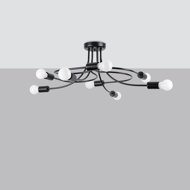 Chandelier Sollux Lighting Levar 8 E27 steel black