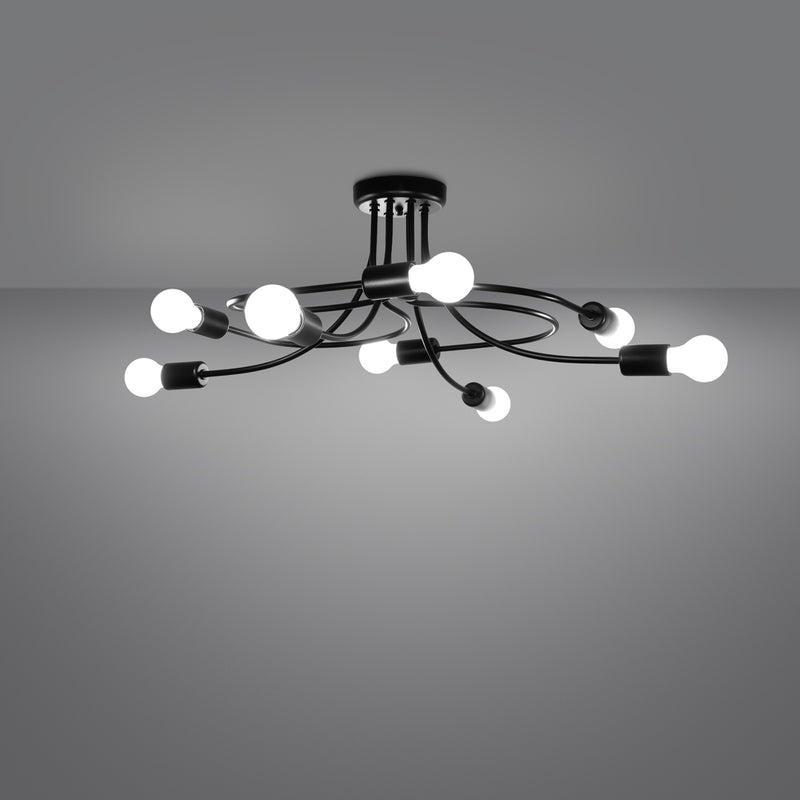 Chandelier Sollux Lighting Levar 8 E27 steel black