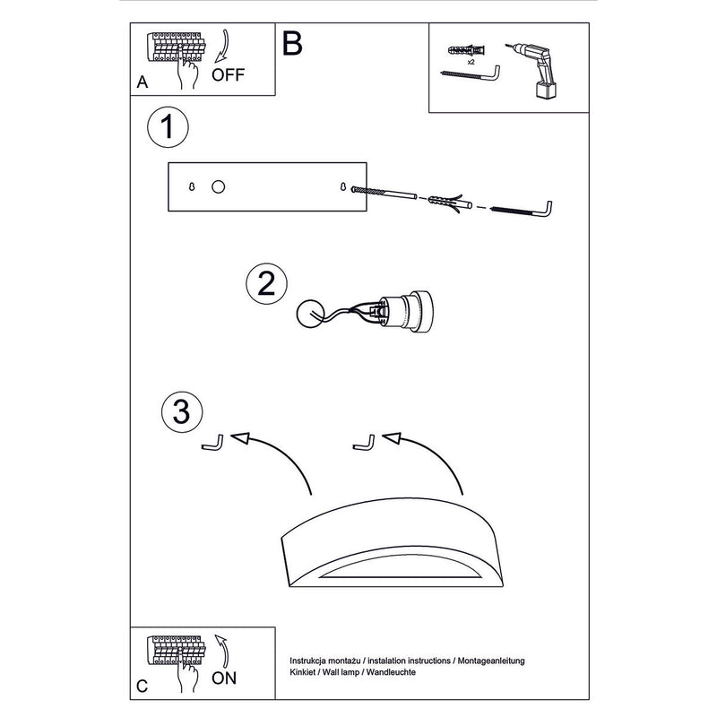 Washer sconce wall lamp Sollux Lighting Atena 1 E27 ceramics white