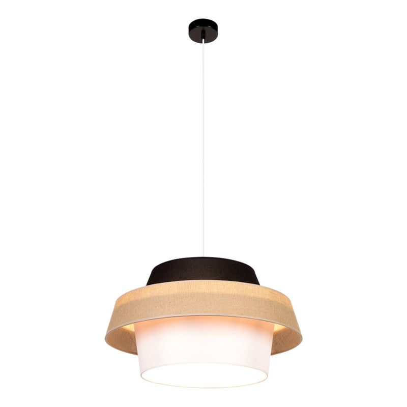 Jute Pendant Lamp 1xE27 Max.25W Black/Transparent PVC/Black-Beige-White